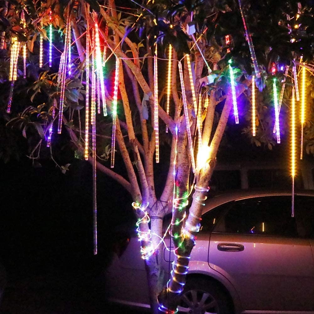2 csomag meteorzápor karácsonyi lámpák kültéri 30 cm 8 cső 192 led eső eső lámpák dugható jégcsap hó lépcsőzetes zsinór karácsonyfa ünnepi terasz díszek 2025 - $29.99 -P8