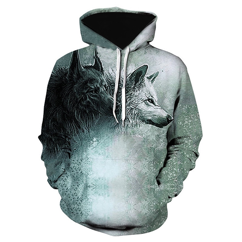 Voor heren Wolf Patroon met dieren Trui met capuchon Hoodies Sweatshirt Vintage Ontwerper Basic Hiphop Lange mouw Capuchon WY-0325 WY-0326 WY-0327 WY-0323 WY-0330 Ontwerper S M L XL XXL XXXL 2026 - $30.99 –P1
