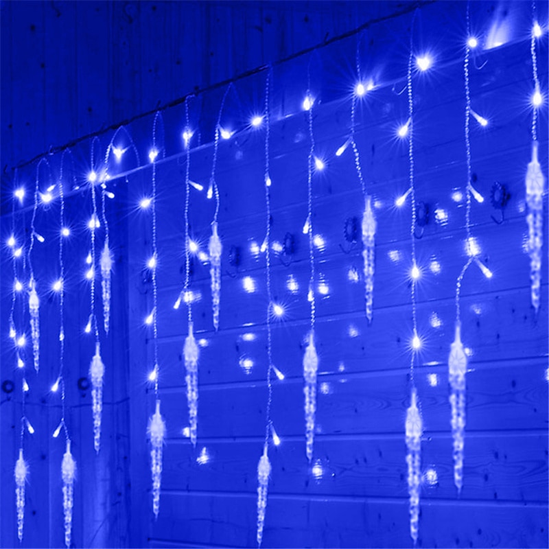 3,5 m 96 led stringa di luce con 24 cono di ghiaccio cadente luci ghiacciolo tenda ghirlanda di natale luci stringa fata decorazione del giardino opzionale eu us uk del 2025 a $22.99 –P6