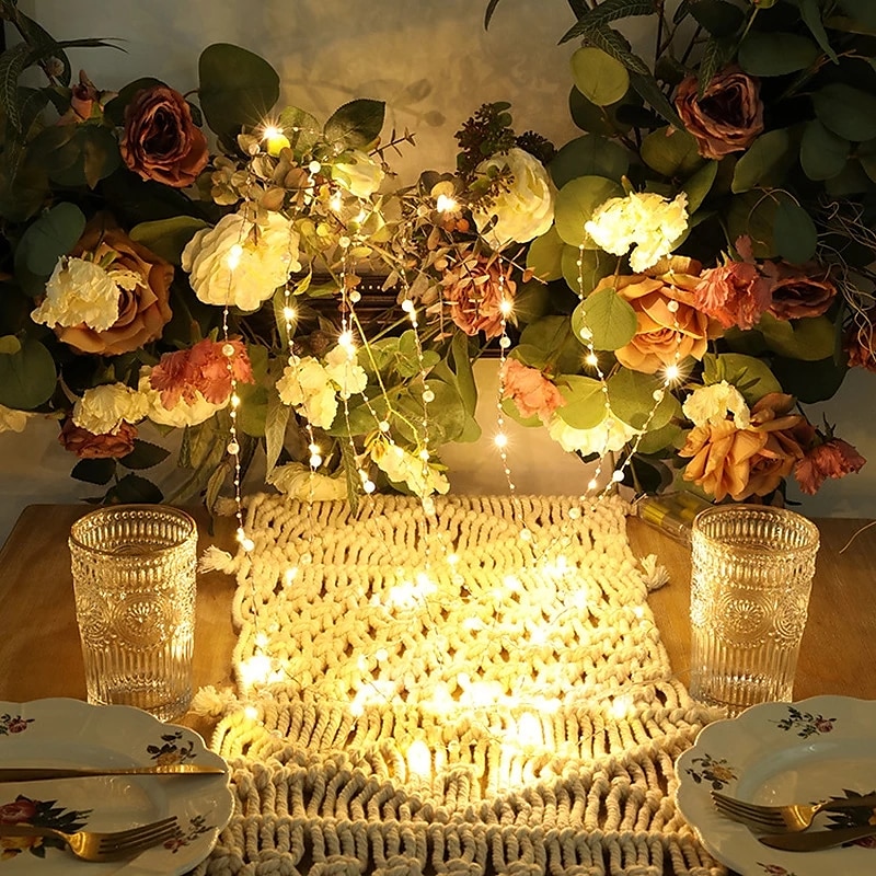 5m 50leds Pearl Wire Copper String Lights Battery Powered Fairy Lamp Christmas Wedding Party Home Garland Holiday Decoration 2025 - $16.99 –P16