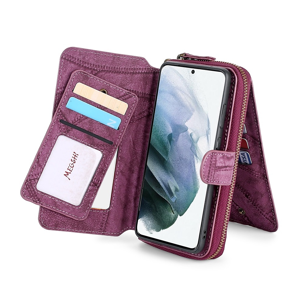 Phone Case For Samsung Galaxy S23 S22 S21 S20 Ultra Plus FE A14 A54 A73 A53 A33 A72 A52 A42 Note 20 Ultra Wallet Case Zipper Full Body Protective with Phone Strap Solid Colored PC PU Leather 2025 - $32.99 –P10