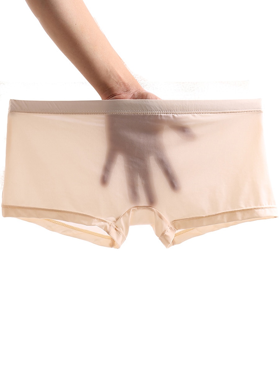 Calzoncillos bóxer de color sólido a la moda básica para hombre, ropa interior elástica a media cintura, bragas transparentes, transpirables, cómodas, 1 pieza, blanco, verde, rojo, azul claro, m 2025 - $16.49 –P7