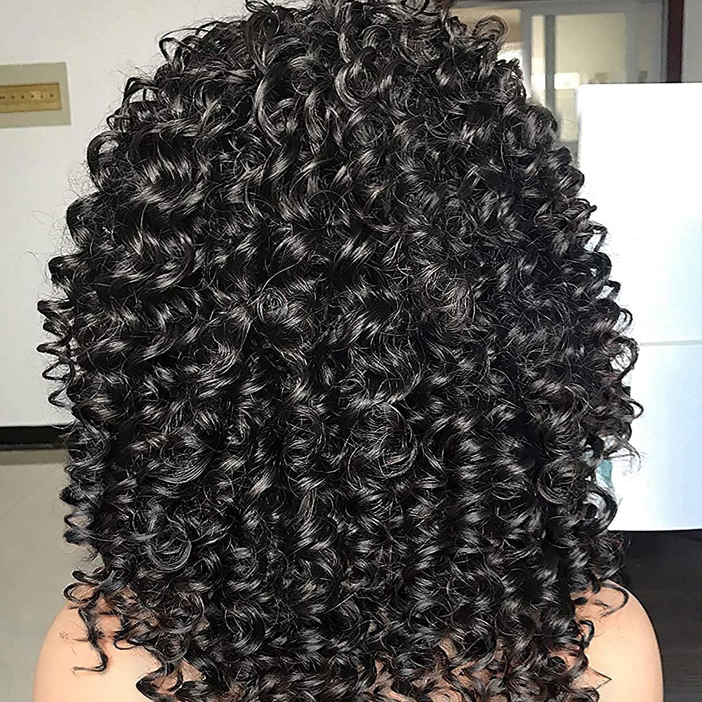 parrucche nere per le donne più belle parrucche afro ricci con frangetta per le donne parrucca riccia crespa nera dall'aspetto naturale per l'uso quotidiano (1b nero naturale)) del 2025 a $28.99 –P4