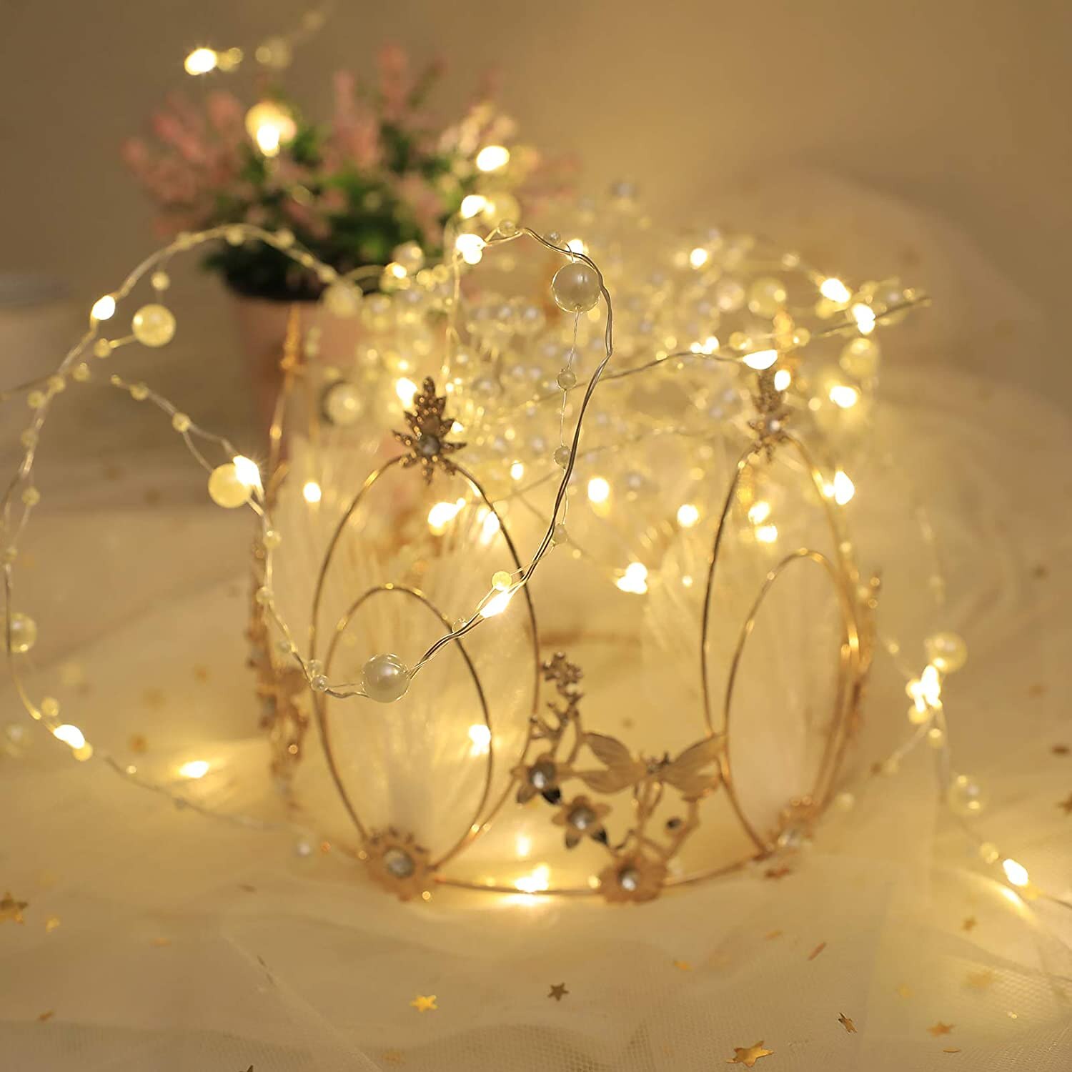 5m 50leds Pearl Wire Copper String Lights Battery Powered Fairy Lamp Christmas Wedding Party Home Garland Holiday Decoration 2025 - $16.99 –P8