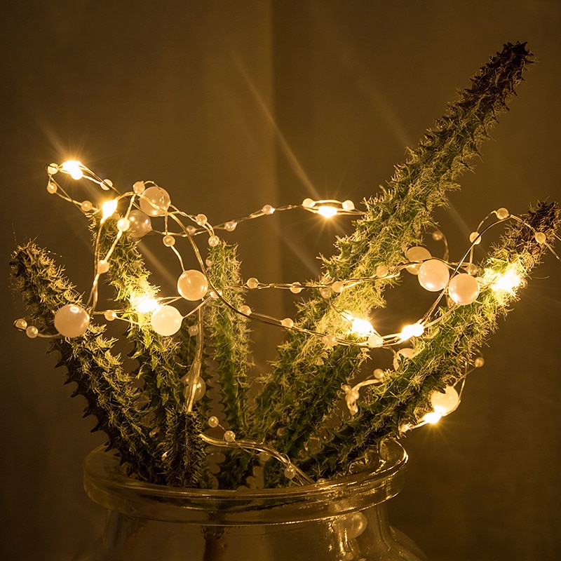 5m 50leds Pearl Wire Copper String Lights Battery Powered Fairy Lamp Christmas Wedding Party Home Garland Holiday Decoration 2025 - $16.99 –P15