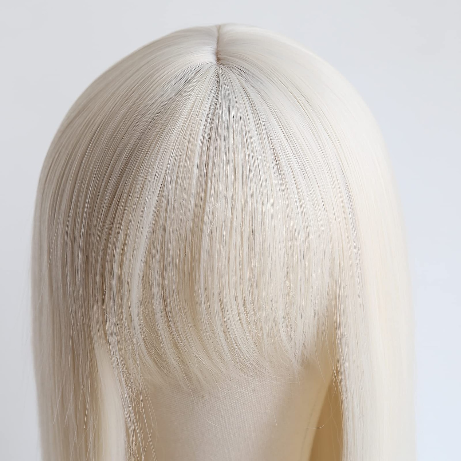Towarm Long Straight Platinum Blonde with Bangs Synthetic None Lace Front Wig for Women Natural Long Straight Middle Part #60 Color Machine Made Cosplay Daily Wear Wig barbiecore Wigs 2025 - $29.99 –P6