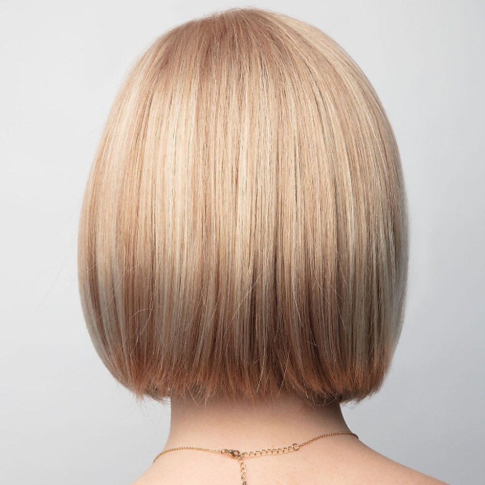 parrucca bionda bob parrucche bionde per le donne parrucca sintetica resistente al calore parrucca bob dritta corta marrone scuro da donna alla moda design evidenziato / parrucche balayage del 2025 a $20.99 –P5