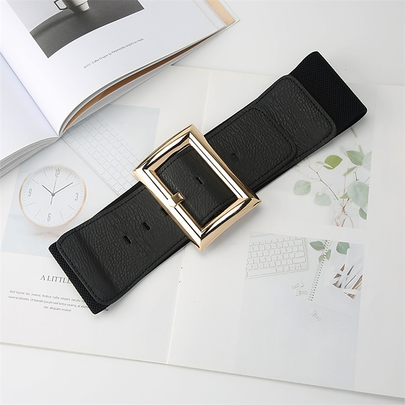 Damen Gürtel PU Schwarz Gold Weiter Gürtel Alltagskleidung Geschäft Täglich Verabredung Einfarbig / Frühling / Sommer / Herbst / Winter / Goldfarben 2025 - $14.99 –P3