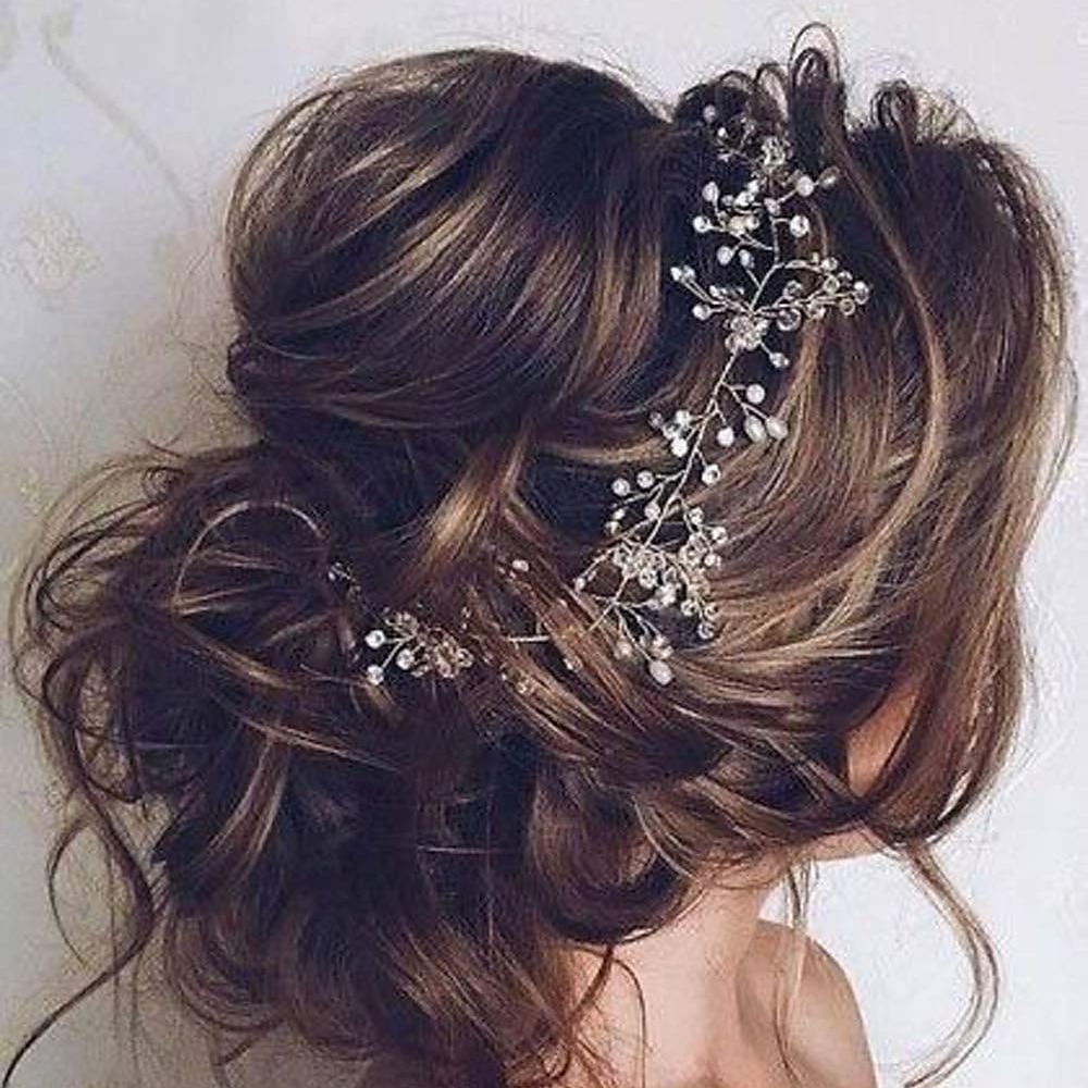 ouro rosa nupcial e prata dourada pérola extra longa e contas de cristal videira de cabelo nupcial acessório de cabeça de casamento acessórios de cabelo nupcial faixa de cabeça jóias de cabelo de 2025 por $17.49 –P2