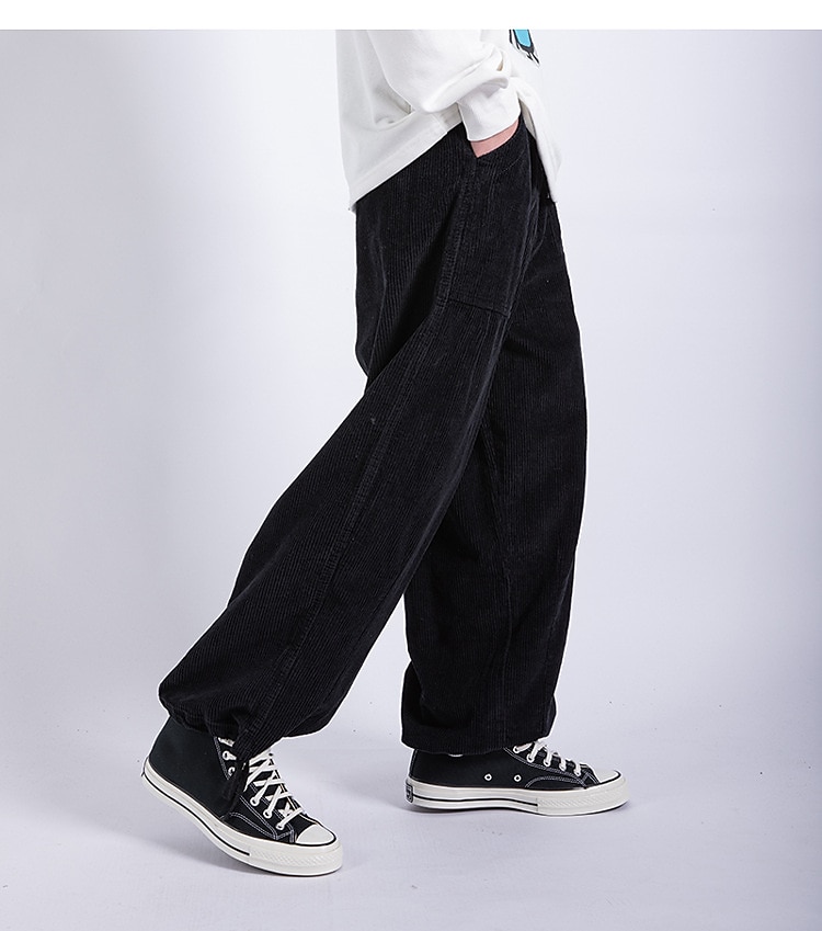 Herren Cordhose Hose Hosen Schlabberhose Freizeithose Tasche Weite Hosen Ausgebeult Feste Farbe Komfort Warm In voller Länge Casual Täglich Modisch Strassenmode Lockere Passform Schwarz Braun 2025 - $18.49 –P6