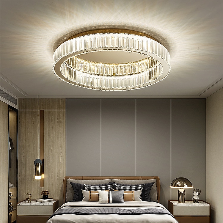 2025年 50/60cm　ledシーリングライト　シャンデリアクリスタル　ステンレス鋼　電気　メッキ　モダン　220-240v　現代　クリスタルクリスタル　led　ペンダント　ライト　シャンデリア用　リビング　  コレクション – $440.99 -P7