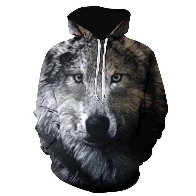 Voor heren Wolf Patroon met dieren Trui met capuchon Hoodies Sweatshirt Vintage Ontwerper Basic Hiphop Lange mouw Capuchon WY-0325 WY-0326 WY-0327 WY-0323 WY-0330 Ontwerper S M L XL XXL XXXL 2026 - $30.99 –P2