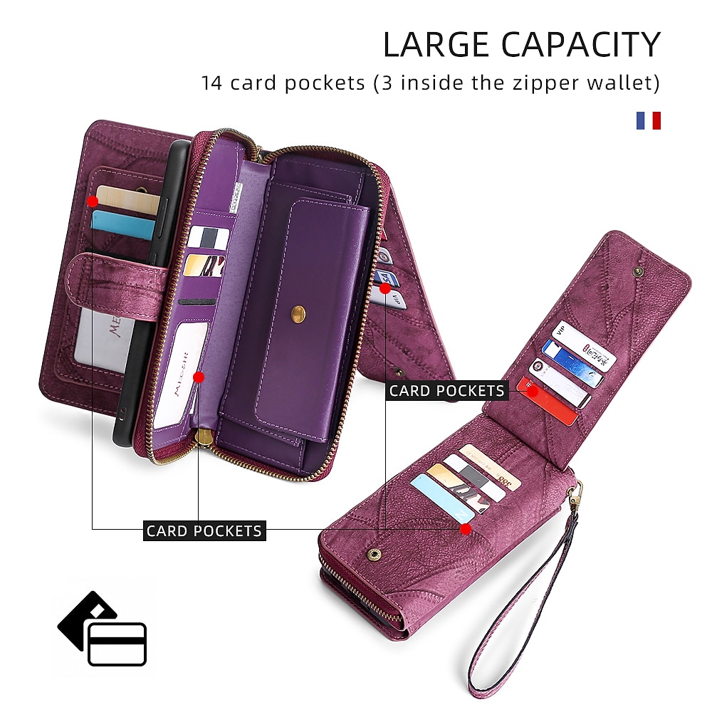 Phone Case For Samsung Galaxy S23 S22 S21 S20 Ultra Plus FE A14 A54 A73 A53 A33 A72 A52 A42 Note 20 Ultra Wallet Case Zipper Full Body Protective with Phone Strap Solid Colored PC PU Leather 2025 - $32.99 –P3