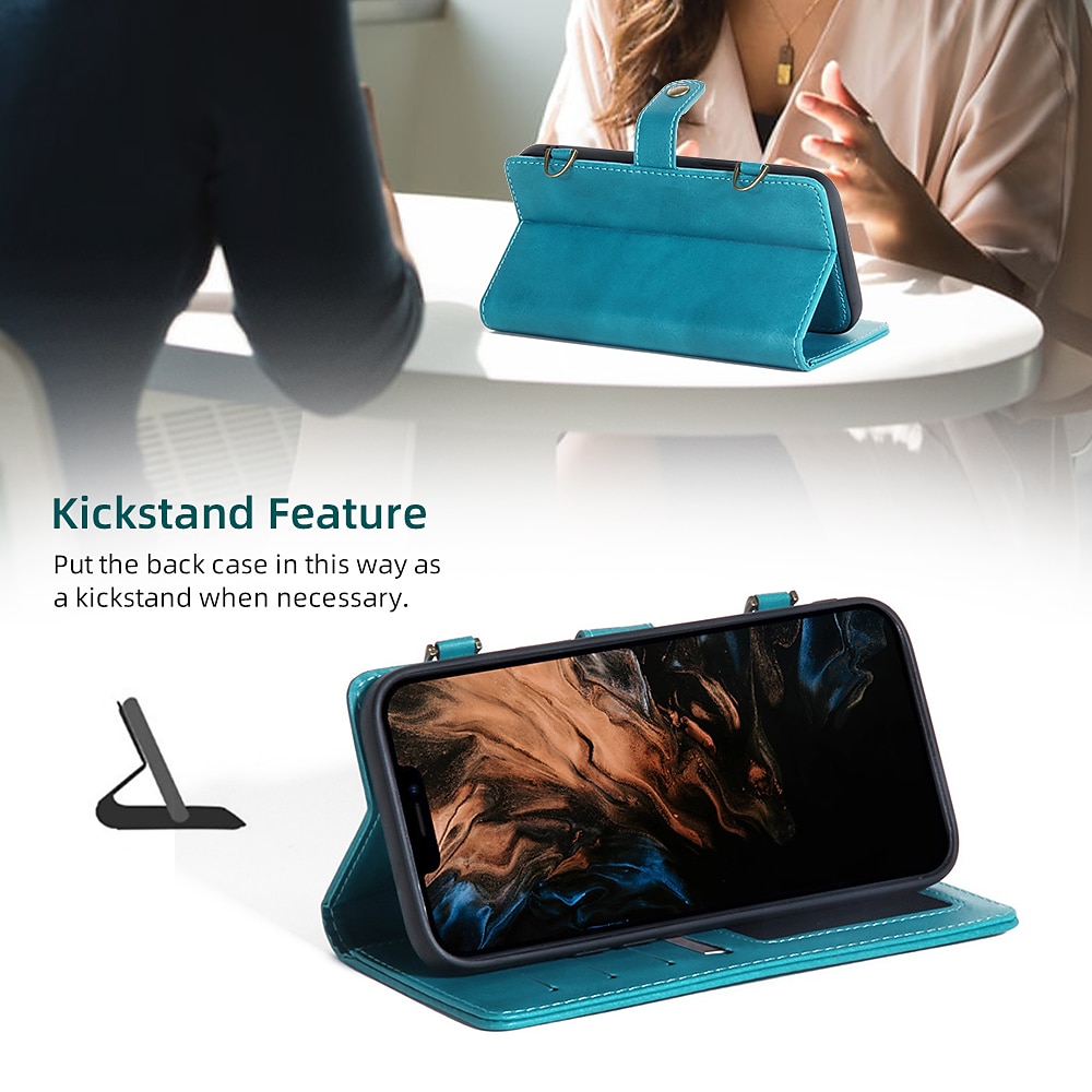 Phone Case For iPhone 15 Pro Max Plus iPhone 14 13 12 11 Pro Max Mini X XR XS Max 8 7 Plus Wallet Case Magnetic with Lanyard Shockproof Solid Color TPU PC PU Leather 2025 - $33.99 –P6