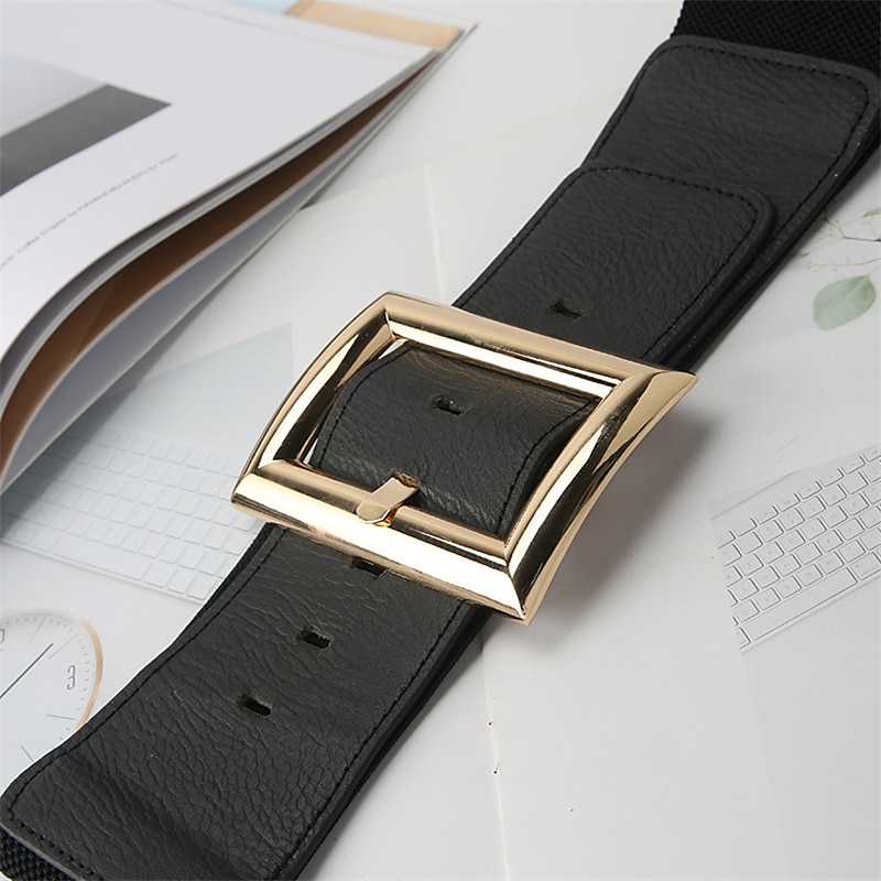 Damen Gürtel PU Schwarz Gold Weiter Gürtel Alltagskleidung Geschäft Täglich Verabredung Einfarbig / Frühling / Sommer / Herbst / Winter / Goldfarben 2025 - $14.99 –P4