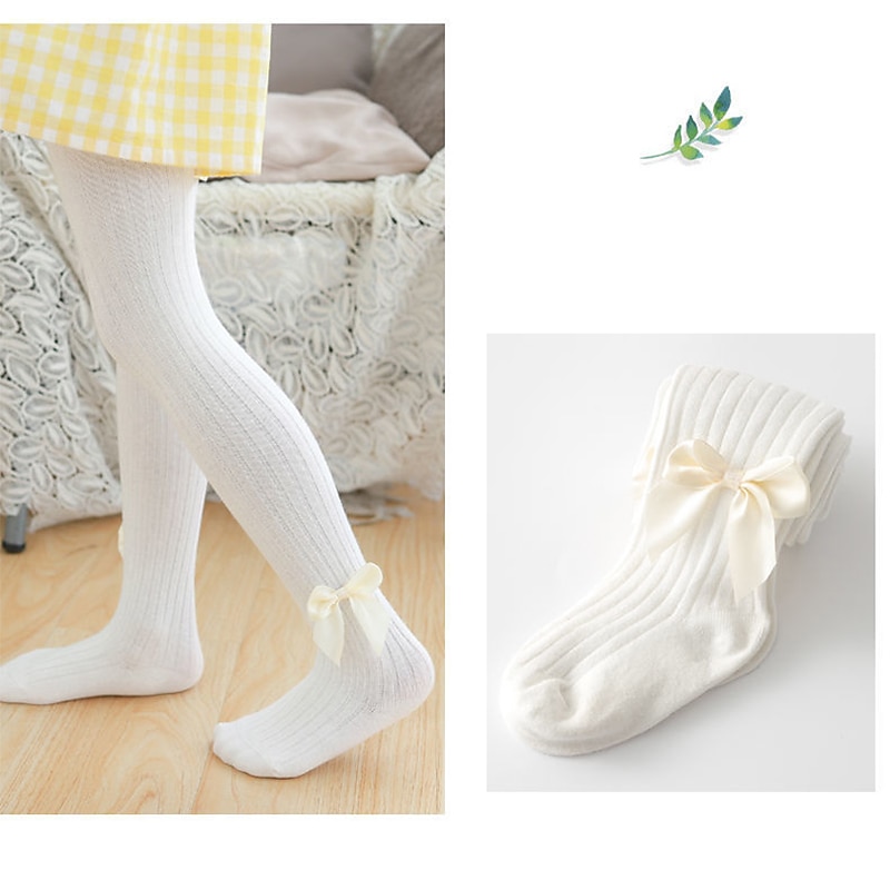 Kids Girls' Leggings Tights Light Pink White Black Striped Fall Winter  Casual Socks Indoor / Spring / Cotton 2024 - $8.49