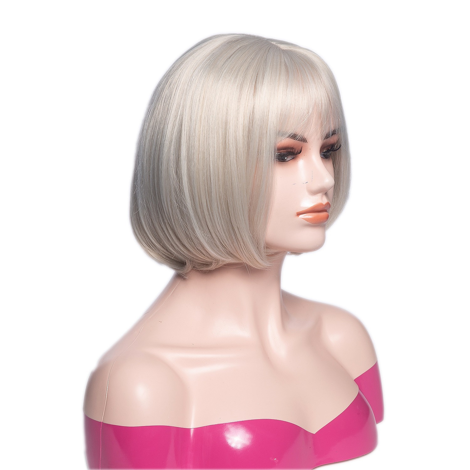 Graue Perücken für Frauen, synthetische Perücke, natürlicher gerader Bob mit Pony, Perücke, blond, hellgolden, rosa, blond, braun, weiß, 35,6 cm, für tägliche Party, Weihnachtsfeier-Perücken, 2025 - $15.99 –P3