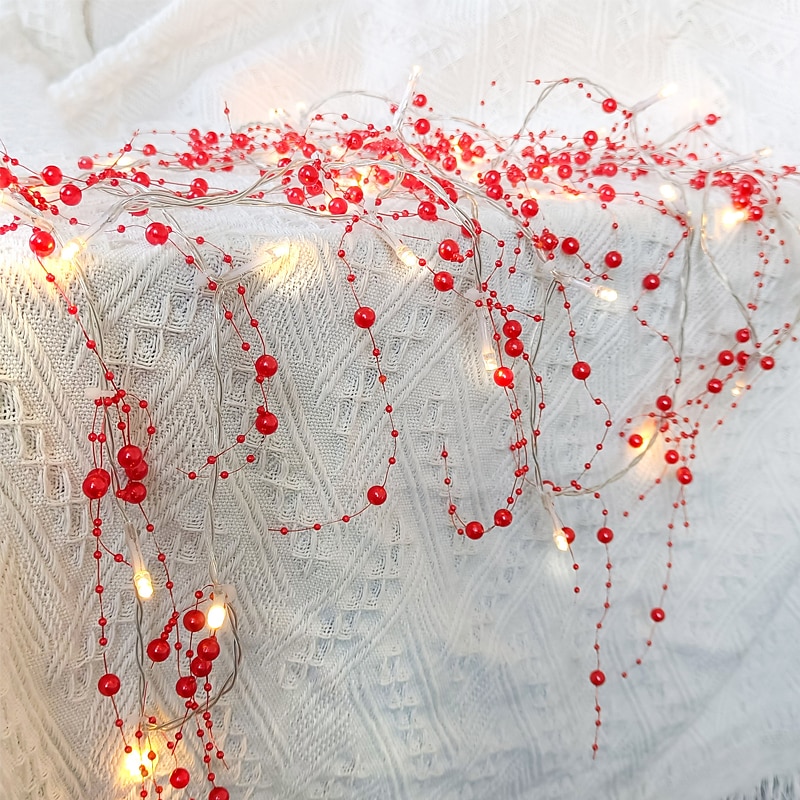5m 50leds Pearl Wire Copper String Lights Battery Powered Fairy Lamp Christmas Wedding Party Home Garland Holiday Decoration 2025 - $16.99 –P12