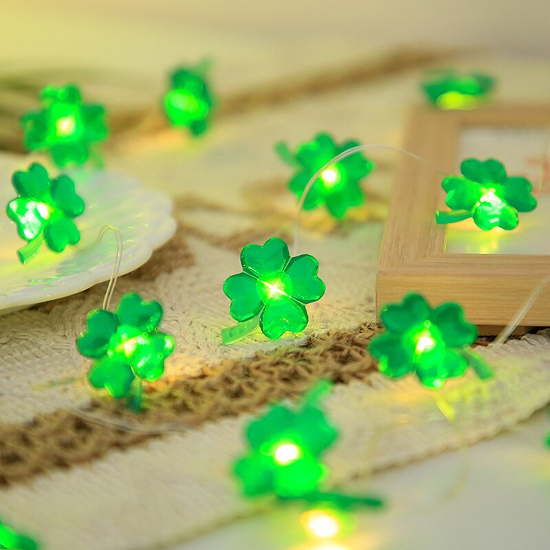 st. luci diurne di patrick quadrifogli decorativi luci della stringa del led 5m 16.4ft 50leds alimentato a batteria fata lucky clover luci della stringa per la camera da letto festa festa verde irlandese decorazione del 2025 a $12.99 –P2