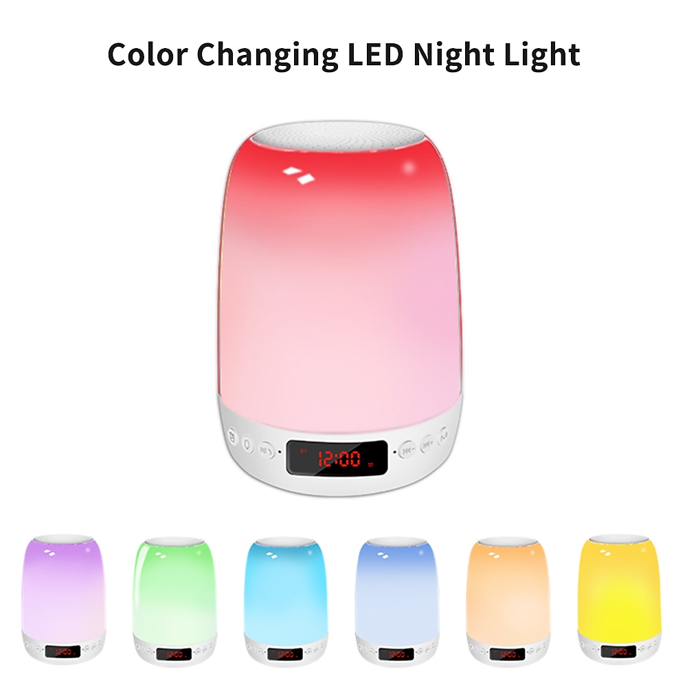 Touch Table Lamp Bedside Night Light LED Bluetooth Speaker Dimmable Multicolor T 