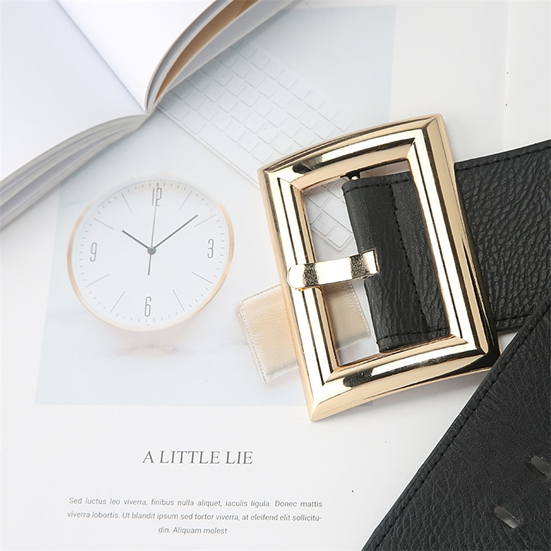 Damen Gürtel PU Schwarz Gold Weiter Gürtel Alltagskleidung Geschäft Täglich Verabredung Einfarbig / Frühling / Sommer / Herbst / Winter / Goldfarben 2025 - $14.99 –P5