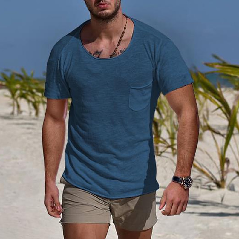 Per uomo Maglietta Manica Corta Girocollo Estate Semplice Sport Moda Leggero Tasca Vacanza Casuale Ferie Nero Bianco Blu Maglietta Top per Uomo del 2025 a $13.99 –P4