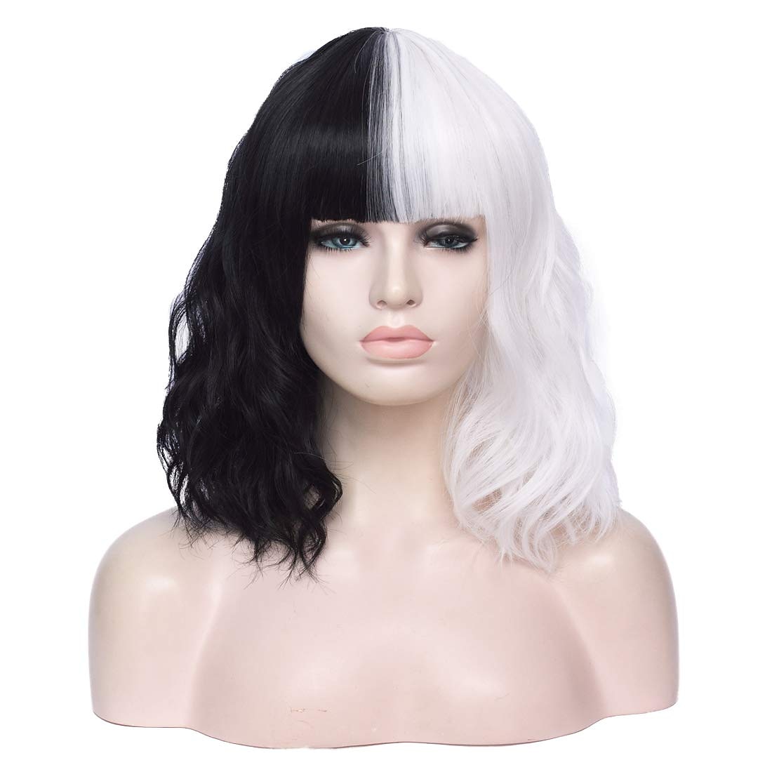 perruque de sorcière/sorcier perruque de cosplay perruque bouclée blanc / noir a1 a2 a3 a4 cheveux synthétiques design à la mode pour femme noir perruques d'Halloween de 2025 ? $23.99 –P12