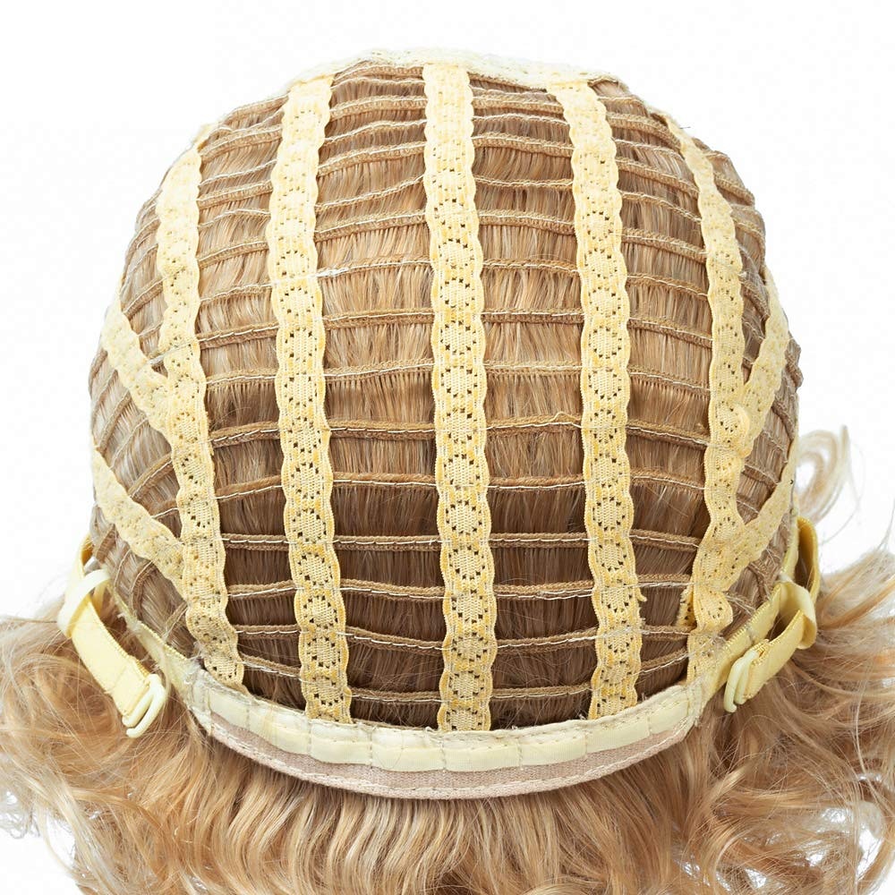dominique mcelligott parykk korte blonde parykker for hvite kvinner naturlig krøllete bølget blondt hår syntetiske korte parykker julefest parykker 2026 - $24.99 –P7