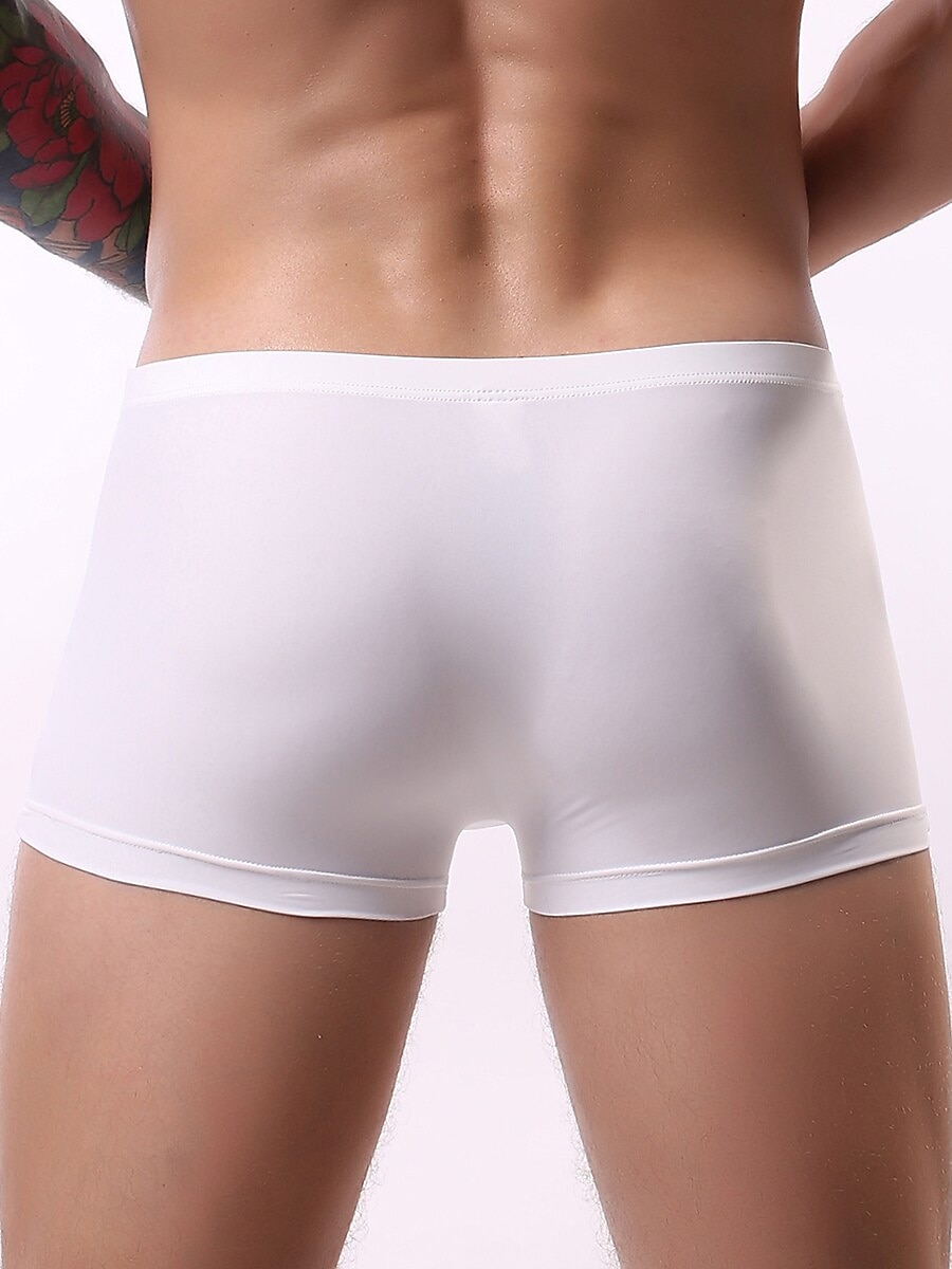 Men Tight Underwear Mens Breathable Comfortable Low Waist Sexy Breathable  Solid Color Boxer Mens Silk Underwear