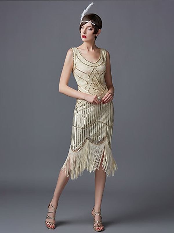 Retró Ordító 20-as évek 1920-as évek Térdig érő Flapper ruha Ruhák Báli ruhák A nagy Gatsby Charleston Esküvői Vendég Flitter Kollázs Női Karácsony Mindszentek napja Farsang Esküvő Parti Esküvői 2025 - $43.99 –P7