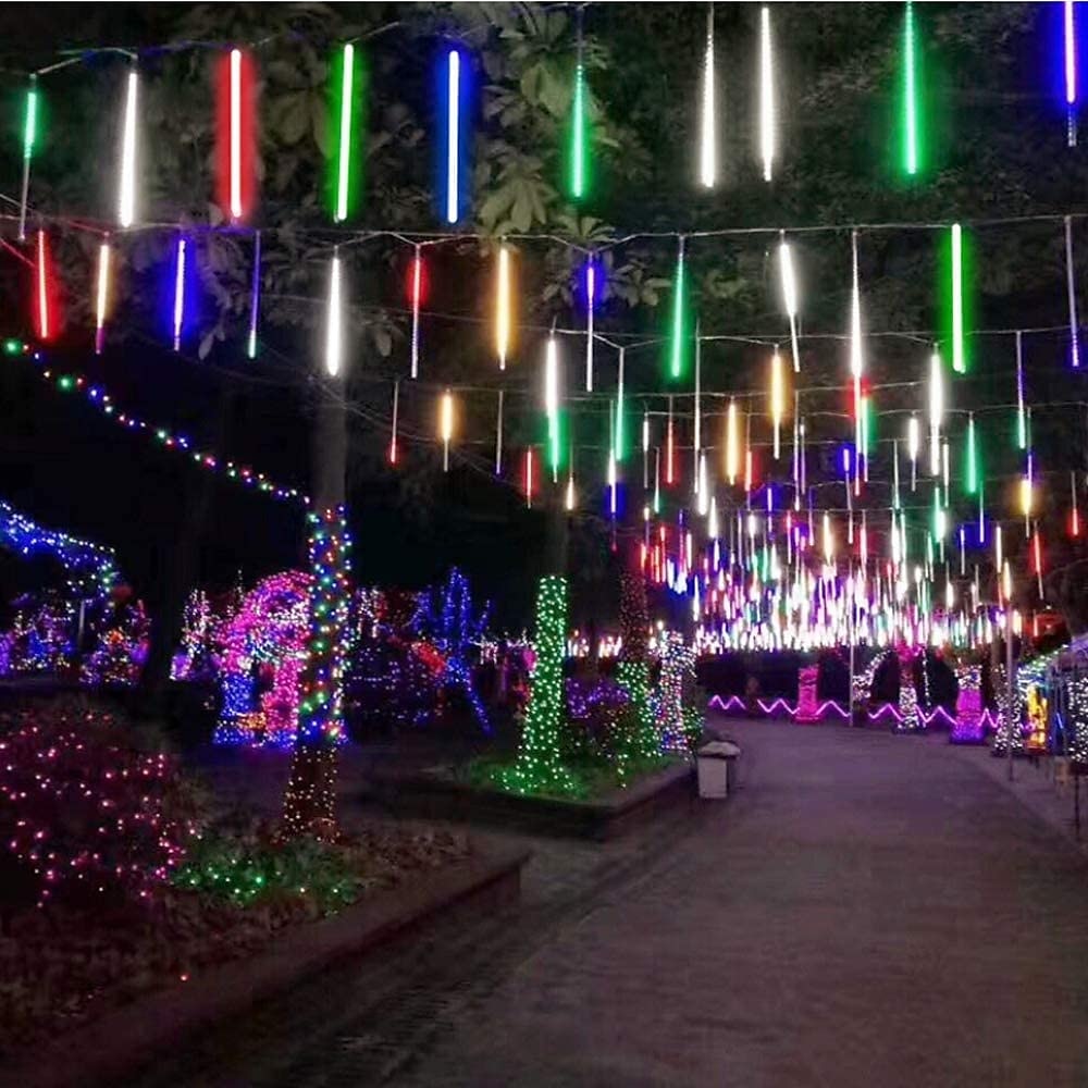 2 csomag meteorzápor karácsonyi lámpák kültéri 30 cm 8 cső 192 led eső eső lámpák dugható jégcsap hó lépcsőzetes zsinór karácsonyfa ünnepi terasz díszek 2025 - $29.99 -P9