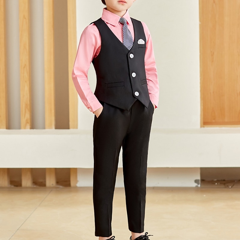 3 kusy Oblek pro mládence Chlapecké Děti Oblek Formální oblek Blejzry Sady oblečení Párty Módní Základní Jemný Pevná barva Černá Bílá Polyester 2025 - $39.99 –P7
