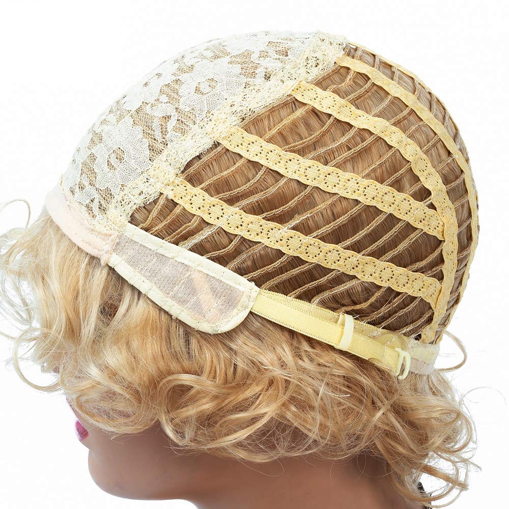 dominique mcelligott parykk korte blonde parykker for hvite kvinner naturlig krøllete bølget blondt hår syntetiske korte parykker julefest parykker 2026 - $24.99 –P6