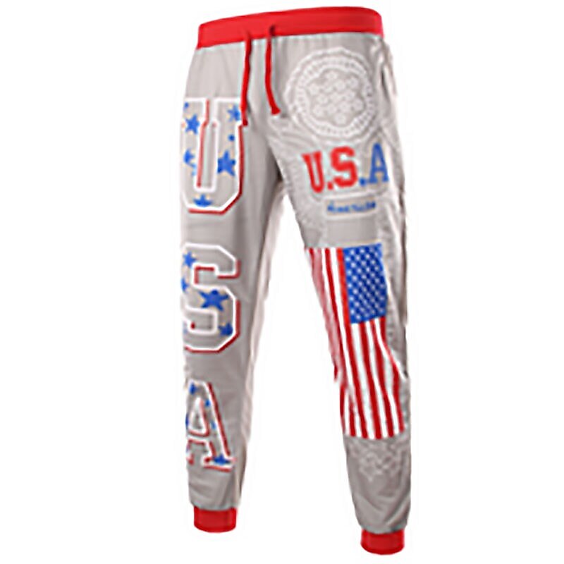 Men's Sweatpants Joggers Trousers Chinos Drawstring Elastic Waist Letter National Flag Full Length Weekend Basic Black Navy Blue Micro-elastic 2025 - $16.49 –P3