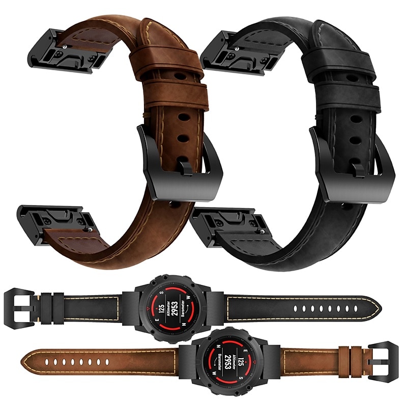 Ремешок для часов для Garmin MARQ Descent G1 Fenix 7S Sapphire Solar / 6S Pro / 5S Plus Fenix 7 Sapphire Solar / 6 Pro / 5 Plus Forerunner 935 945 Натуральная кожа Замена Ремень 20mm 22mm 26mm 2025 - $24.99 –P1