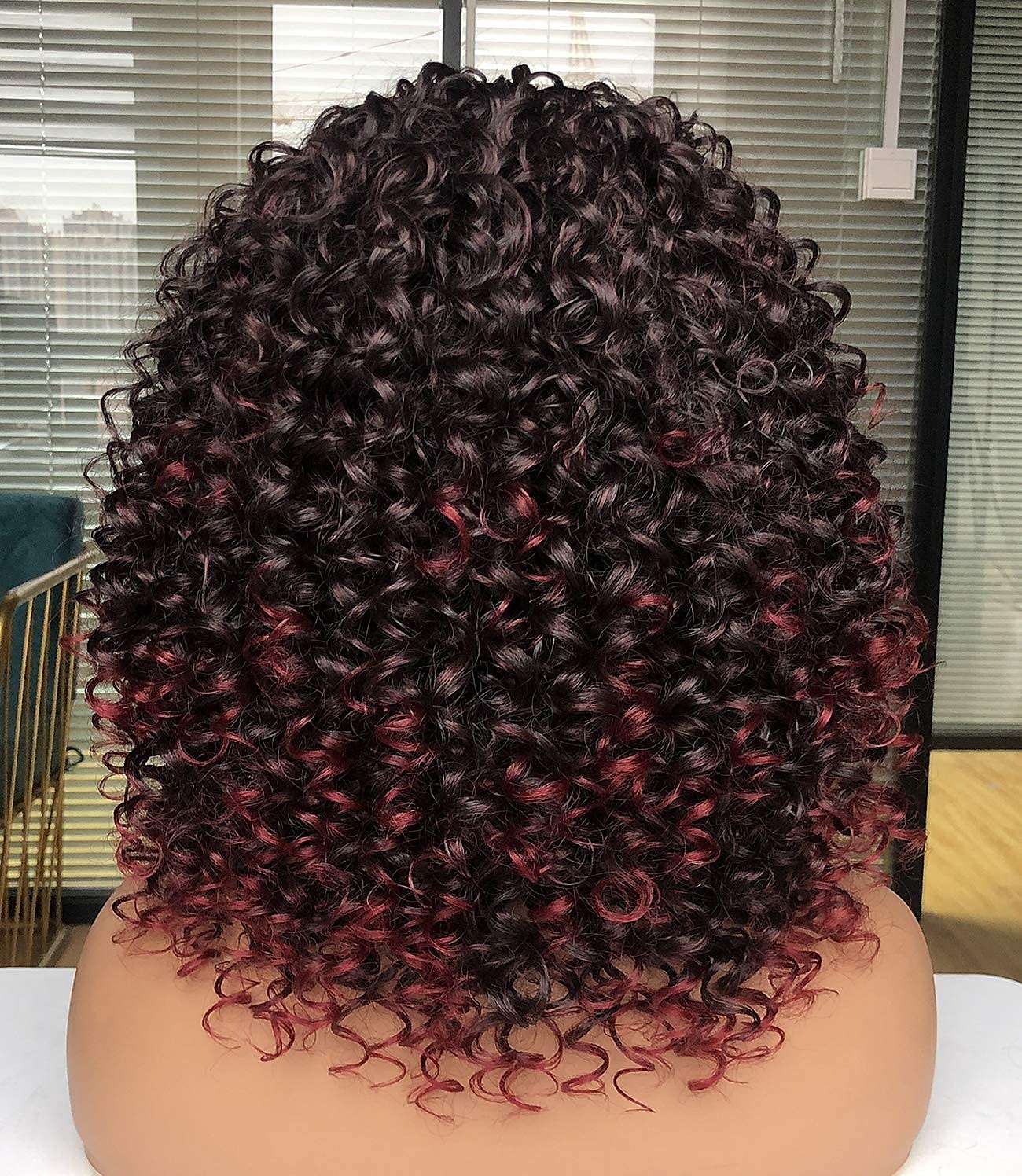 perucas pretas para mulheres mais bonitas perucas afro encaracoladas pretas com mechas castanhas quentes peruca com franja para mulheres negras naturais que procuram o dia a dia de 2025 por $28.99 –P4