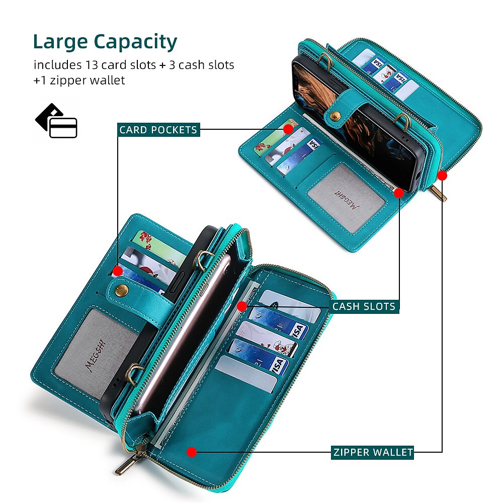 Phone Case For iPhone 15 Pro Max Plus iPhone 14 13 12 11 Pro Max Mini X XR XS Max 8 7 Plus Wallet Case Magnetic with Lanyard Shockproof Solid Color TPU PC PU Leather 2025 - $33.99 –P5
