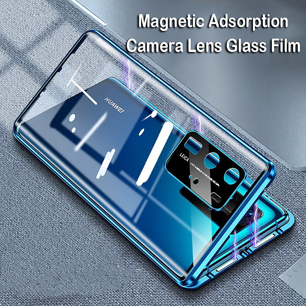 Magnetic Adsorption Tempered Glass Double Sided Case For Huawei P40 P30 Pro Lite Coque 360 Protective Cases with Carmera Lens Protector for Huawei Mate 30 20 Pro Nova 7i 6SE 2025 - $21.99 –P2