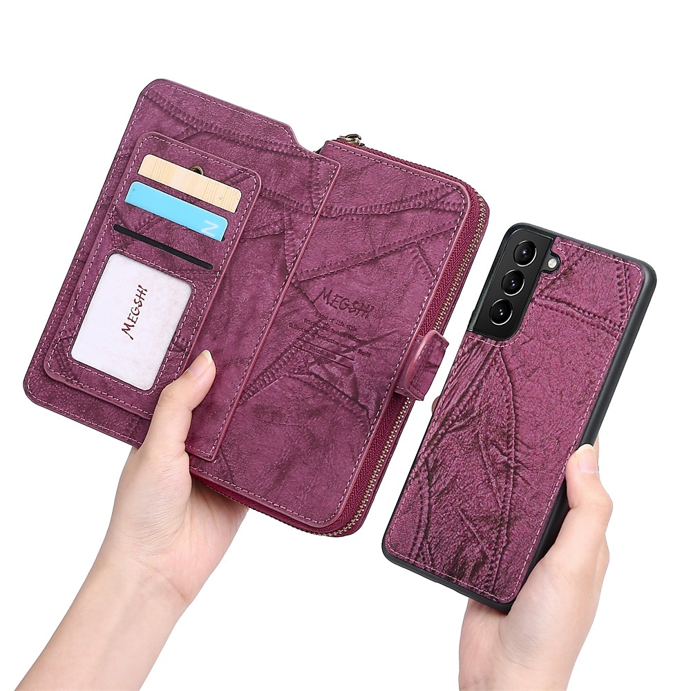 Phone Case For Samsung Galaxy S23 S22 S21 S20 Ultra Plus FE A14 A54 A73 A53 A33 A72 A52 A42 Note 20 Ultra Wallet Case Zipper Full Body Protective with Phone Strap Solid Colored PC PU Leather 2025 - $32.99 –P11