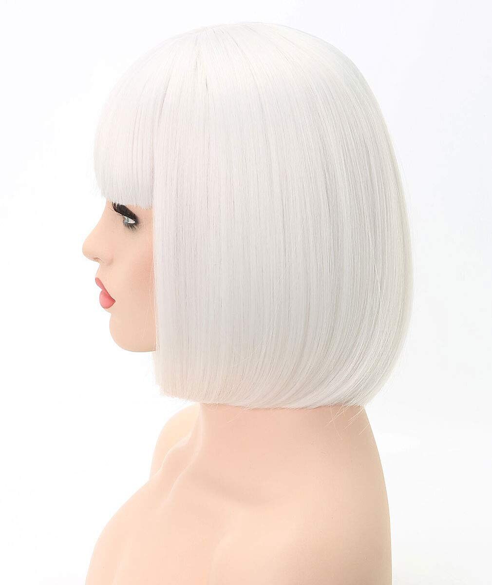 perruques blanches pour femmes perruque blanc bob perruques droites courtes cheveux avec une frange synthétique cosplay party halloween pour les femmes perruque de cheveux synthétiques vd052c de 2025 ? $26.99 –P2