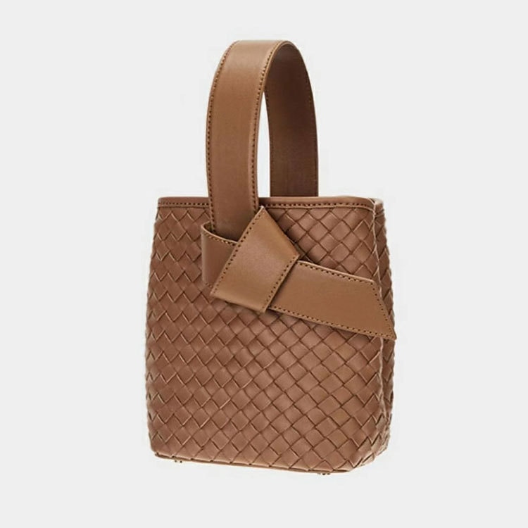 Niche design leather ladies bag bucket bag bow shoulder messenger bag 