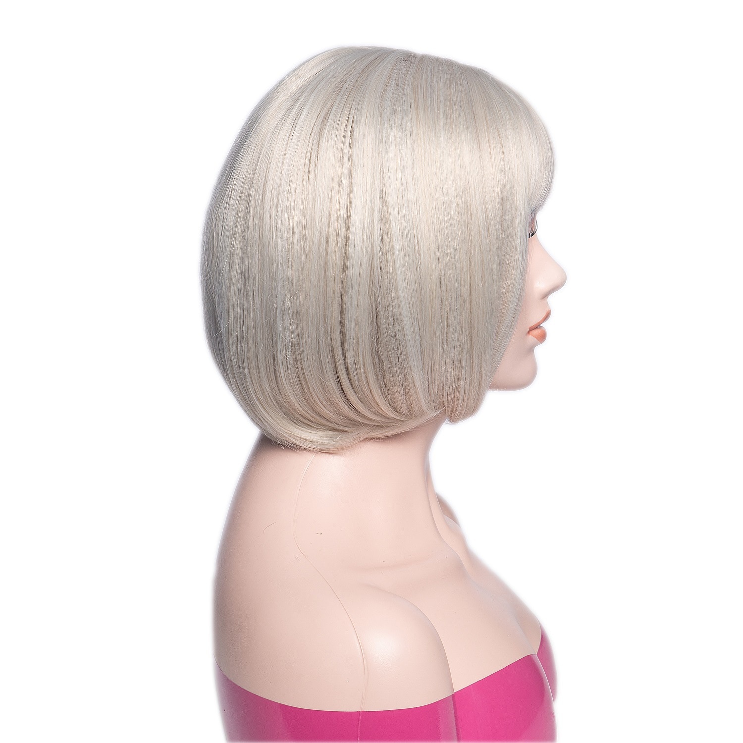 Graue Perücken für Frauen, synthetische Perücke, natürlicher gerader Bob mit Pony, Perücke, blond, hellgolden, rosa, blond, braun, weiß, 35,6 cm, für tägliche Party, Weihnachtsfeier-Perücken, 2025 - $15.99 –P4