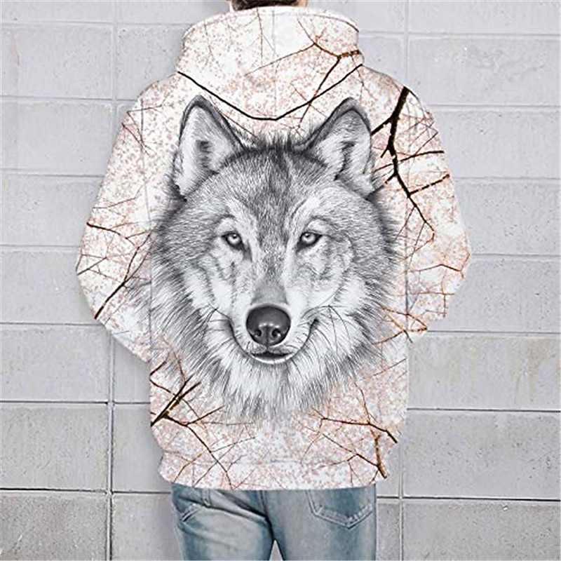 Voor heren Wolf Patroon met dieren Trui met capuchon Hoodies Sweatshirt Vintage Ontwerper Basic Hiphop Lange mouw Capuchon WY-0325 WY-0326 WY-0327 WY-0323 WY-0330 Ontwerper S M L XL XXL XXXL 2026 - $30.99 –P4