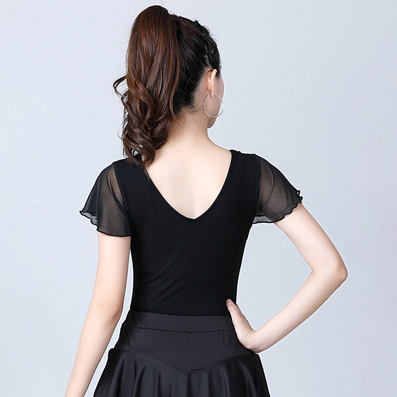 Ropa de Deporte Cima Color Puro Corte Mujer Entrenamiento Rendimiento Manga Corta Cintura Alta Mezcla de Algodón 2025 - $24.99 –P4