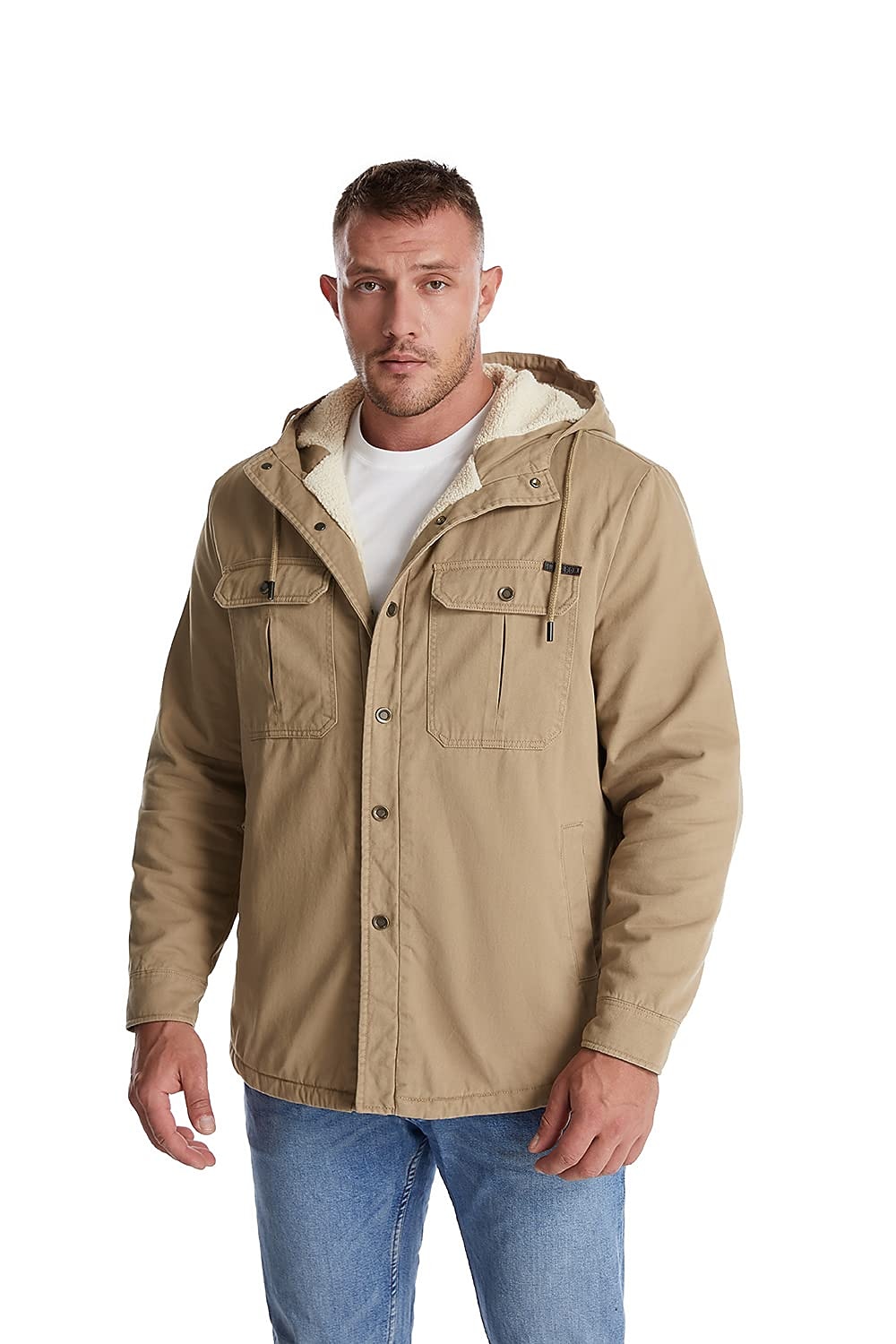 veste de chemise à capuche en molleton doublée de sherpa pour hommes veste rembourrée manteau de travail en flanelle chemise boutonnée veste d'hiver en plein air thermique chaud coupe-vent léger survêtement léger parka chasse ski snowboard pêche de 2025 ? $66.99 –P11