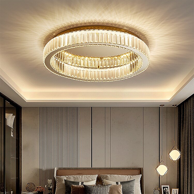 2025年 50/60cm　ledシーリングライト　シャンデリアクリスタル　ステンレス鋼　電気　メッキ　モダン　220-240v　現代　クリスタルクリスタル　led　ペンダント　ライト　シャンデリア用　リビング　  コレクション – $440.99 -P4