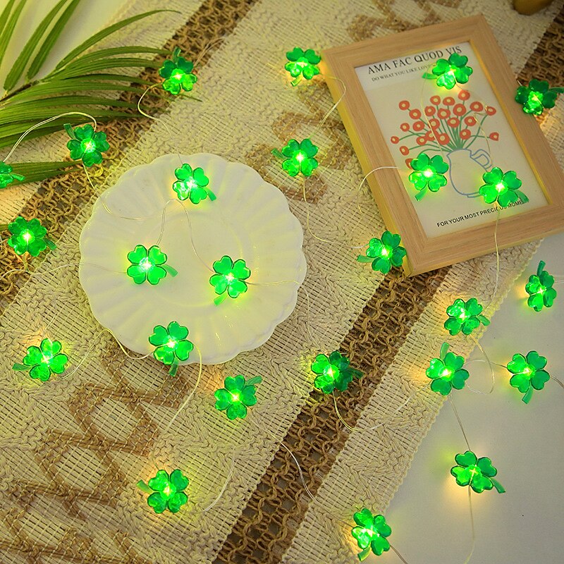 st. luci diurne di patrick quadrifogli decorativi luci della stringa del led 5m 16.4ft 50leds alimentato a batteria fata lucky clover luci della stringa per la camera da letto festa festa verde irlandese decorazione del 2025 a $12.99 –P12