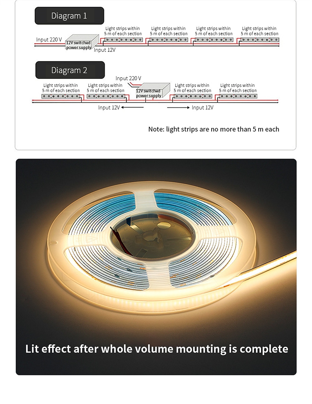 5m 16.4ft COB LED Strip DC12V Flexible 8mm CRI90 Led Tape Light Home Decor Natural Warm White Atmosphere Backlight 2026 - $35.99 –P4