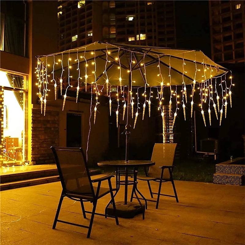 3,5 m 96 led stringa di luce con 24 cono di ghiaccio cadente luci ghiacciolo tenda ghirlanda di natale luci stringa fata decorazione del giardino opzionale eu us uk del 2025 a $22.99 –P3