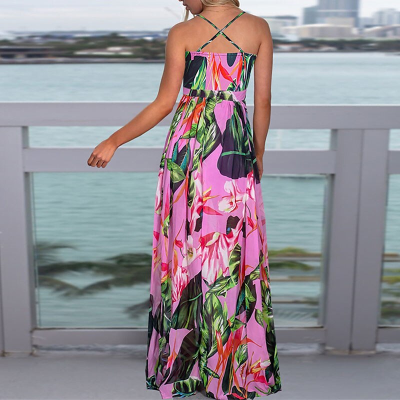 Women's Swing Dress Maxi long Dress Green Blue Pink Orange Red ...
